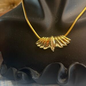 Elegant Gold Thick 28” Snake Chain with Wing Design Charm